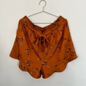 DR2 Floral Orange High Waisted Short, Size XXL